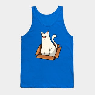 White Cat In A Box Design Tank Top